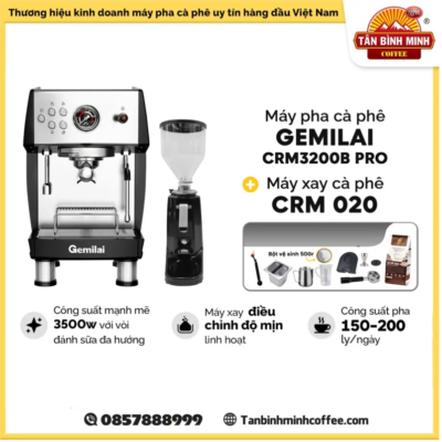 Combo máy pha cà phê Gemilai 3200B Pro và HC600 V2
